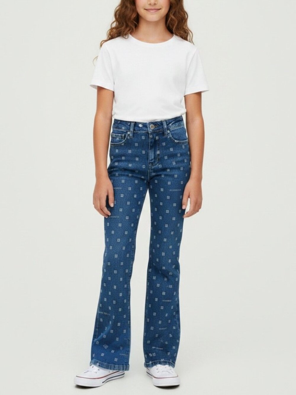 NWT Givenchy Kids 4G Monogram Wide-Leg Jeans, Size 12Y - Dark Blue